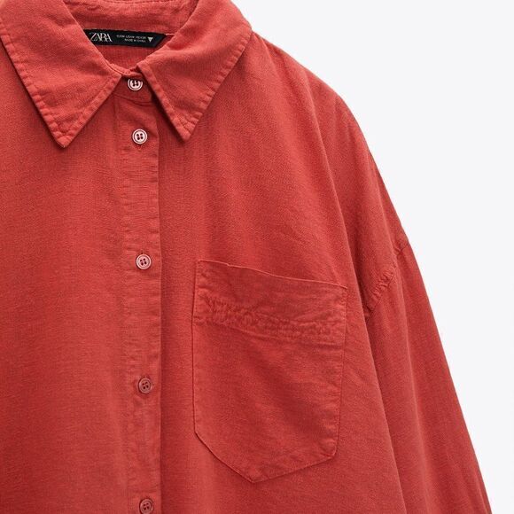 ZARA Linen Blend Shirt Medium - Picture 7 of 8